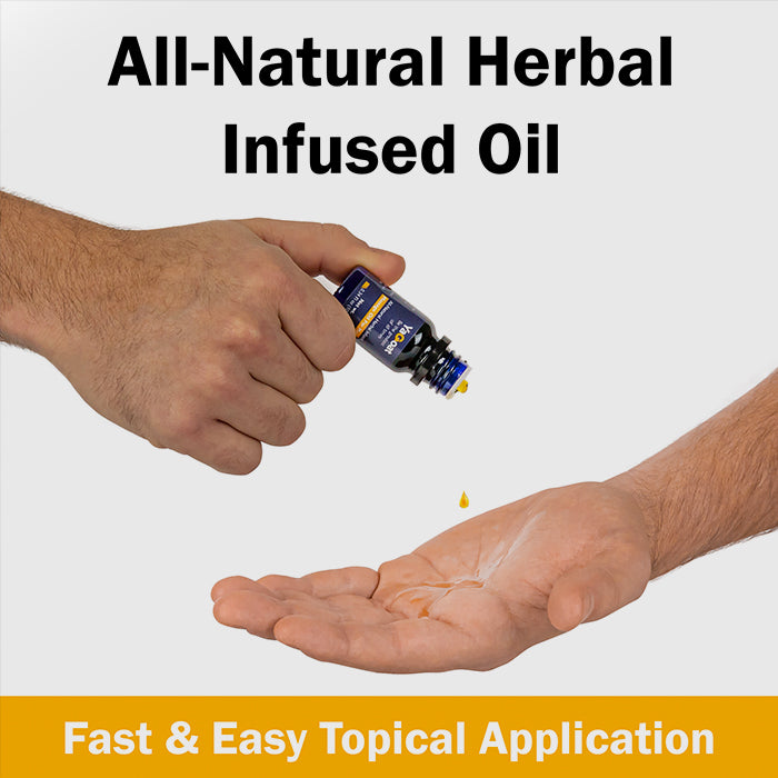 Oil droplets falling on hand | Herbal Essential Oils for Lower Back Pain and Increase Libido for Men